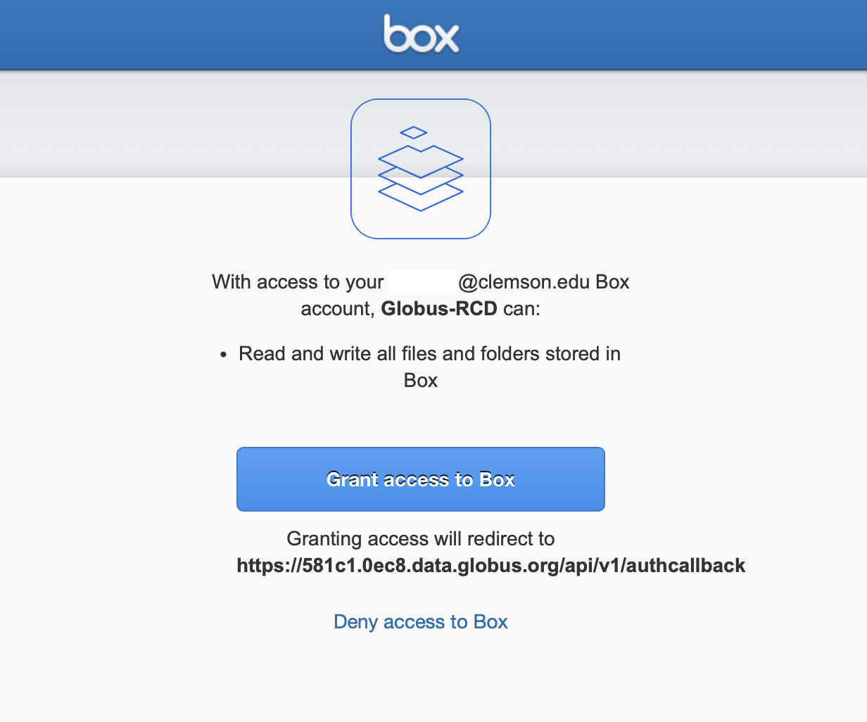 Clemson RCD Box Grant Access page