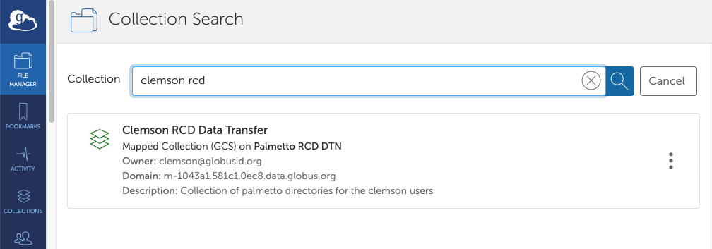 Globus Collection Search