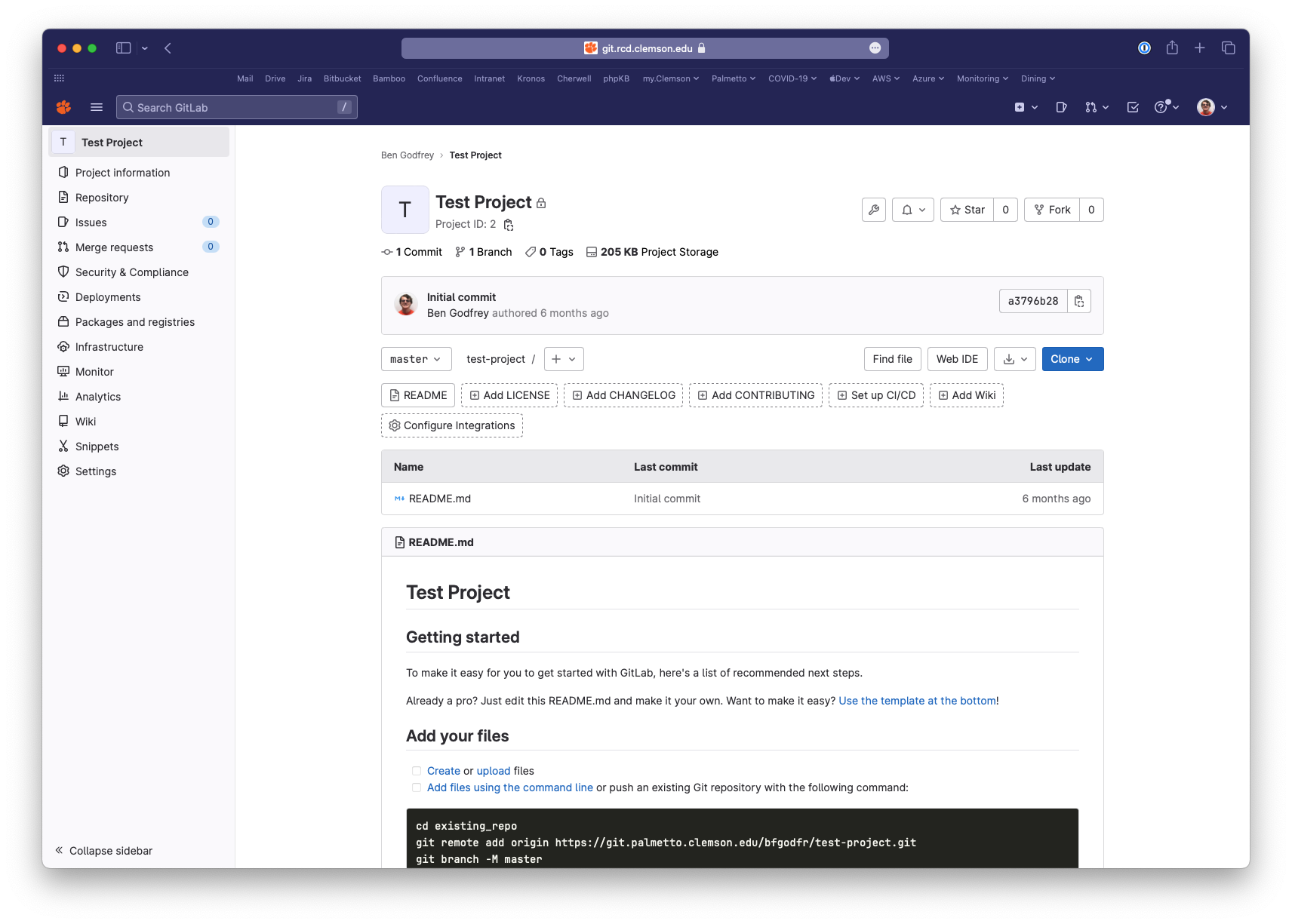 gitlab project screen capture