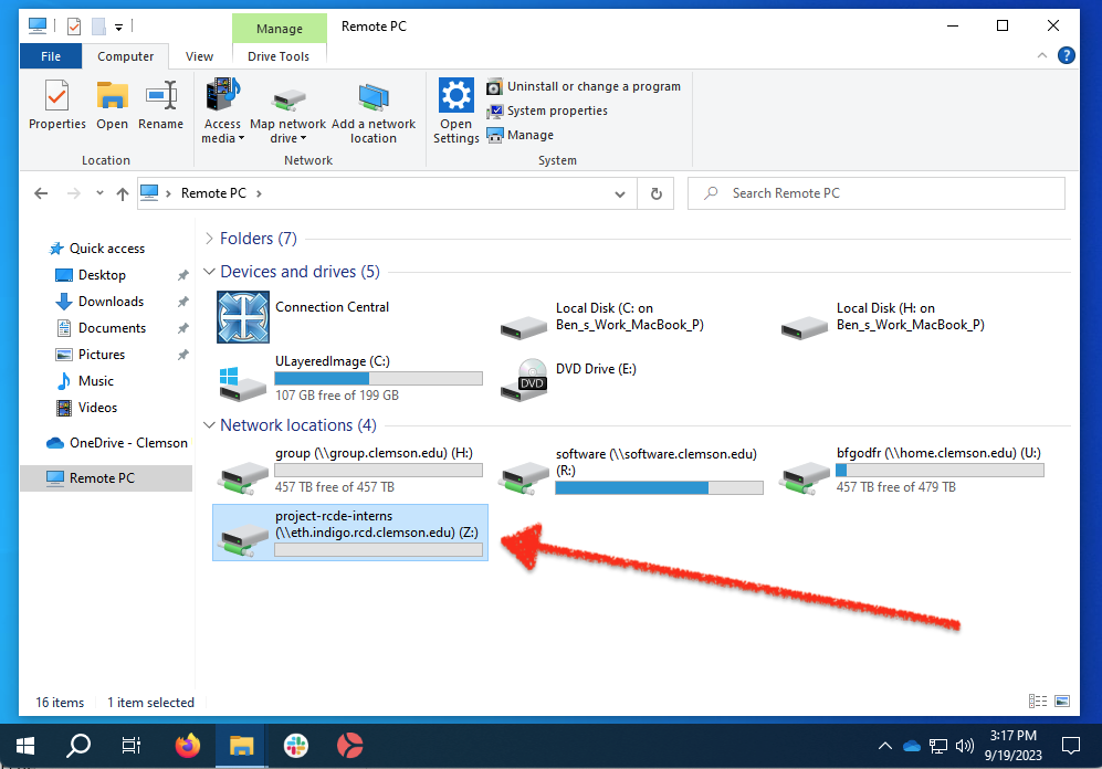 Screenshot of the file explorer with an arrow pointing to the newly created drive.