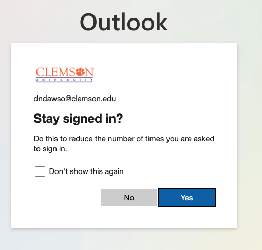 Screenshot of Outlook asking if you&#39;d like to remain signed in.