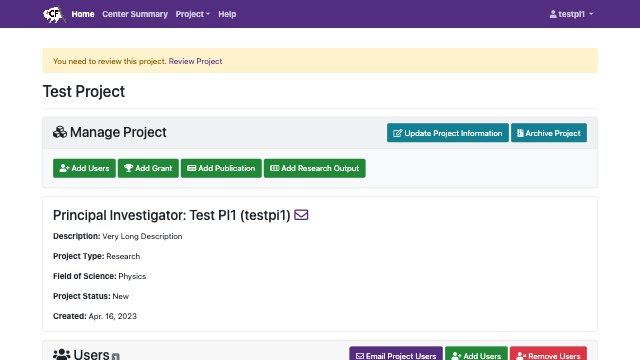 Screenshot of project due for review