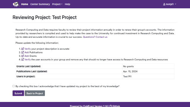 Screenshot of project due for review