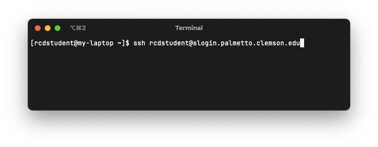 macOS terminal showing SSH command