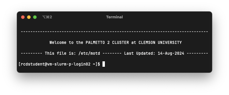 macOS Terminal showing MOTD