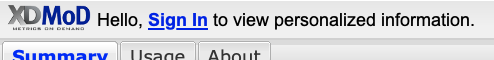 sign in link at top left of XDMoD